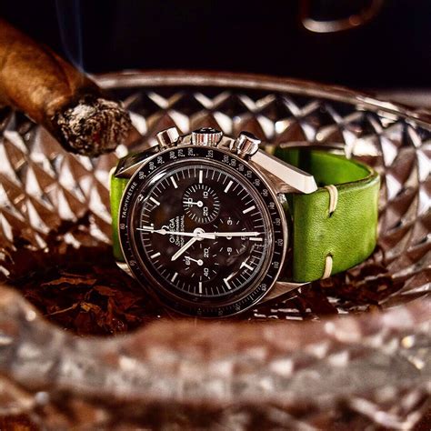 omega speedmaster green leather strap|omega leather strap speedmaster 18mm.